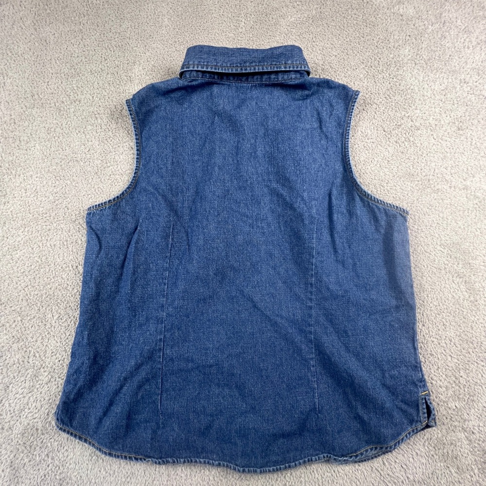 Vintage Denim Vest Top Women‎ XL Blue Sleeveless Casual Classic Cherokee - Picture 3 of 10